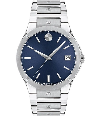 Movado Unisex SE Blue Sunray Dial Silver Stainless Steel Bracelet Watch