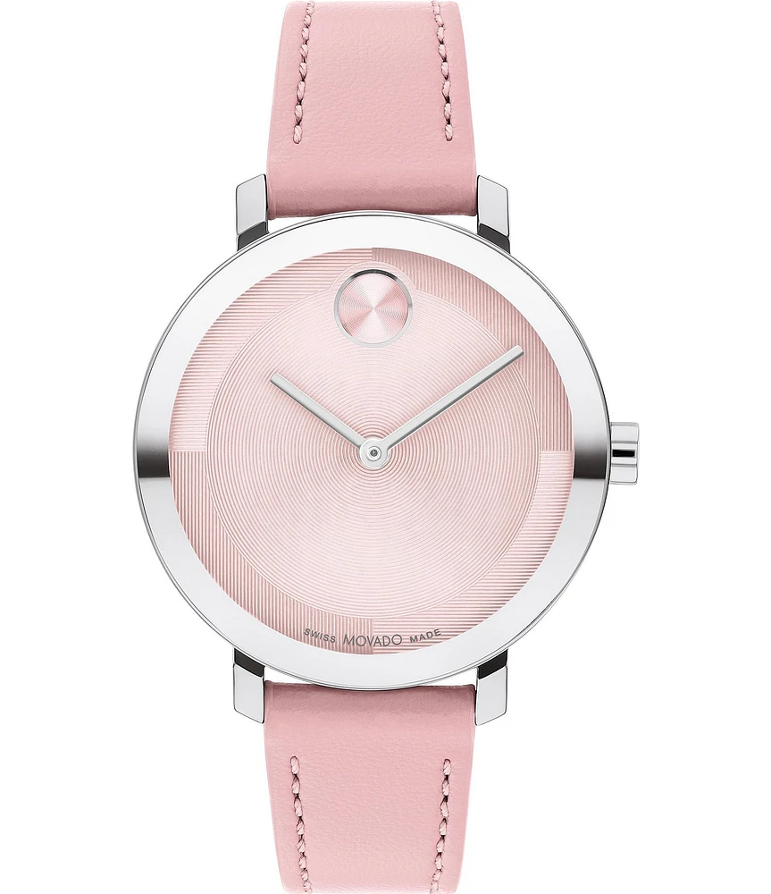 Movado Women's Bold 2.0 Quartz Analog Pink Leather Strap Watch