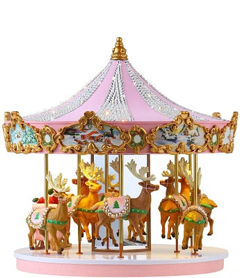 Mr. Christmas 12#double; Animated & Musical Pink Crystal Embellished Deluxe Musical Carousel