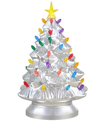 Mr. Christmas 14 in. Shatterproof Nostalgic Silver Tree Tabletop Decor