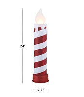 Mr. Christmas 24#double; LED Lighted Red and Striped Blow Mold Candle