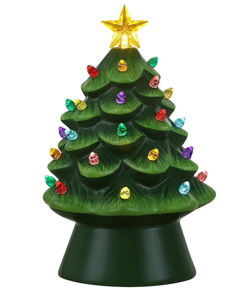 Mr. Christmas LED Lighted Nostalgic Ceramic Green Tree Tabletop Decor