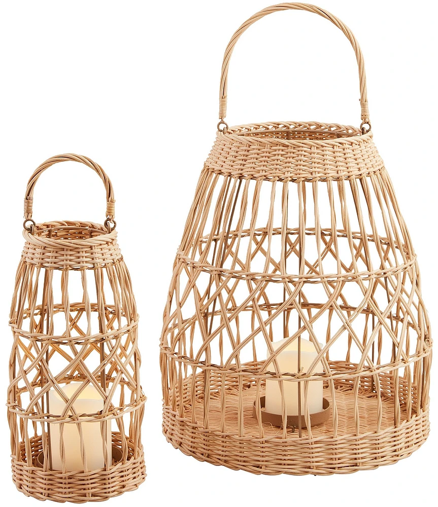 Mud Pie 4-Piece Woven LED Candle Lantern Set