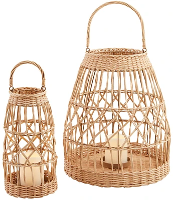 Mud Pie 4-Piece Woven LED Candle Lantern Set