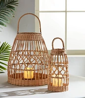 Mud Pie 4-Piece Woven LED Candle Lantern Set