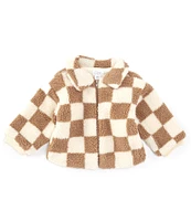 Mud Pie Baby Boys 12 Months-3T Long Sleeve Checked Sherpa Jacket