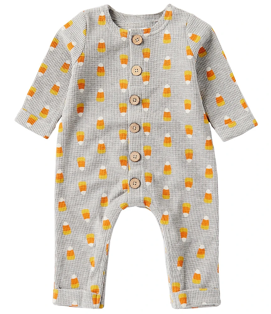 Mud Pie Baby Boys 3-12 Months Long Sleeve Candy Corn Waffle-Knit Coverall