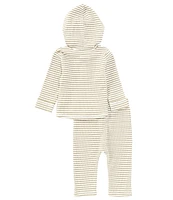 Mud Pie Baby Boys 3-12 Months Long Sleeve Striped Little Deer Waffle-Knit Hoodie & Matching Jogger Pant Set