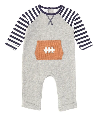 Mud Pie Baby Boys 3-12 Months Raglan Sleeve Football Kangaroo Pocket Coverall