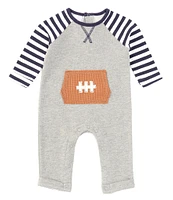 Mud Pie Baby Boys 3-12 Months Raglan Sleeve Football Kangaroo Pocket Coverall