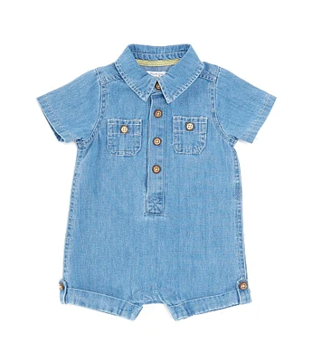 Mud Pie Baby Boys Newborn-12 Months Short Sleeve Denim Shortall