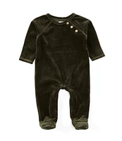 Mud Pie Baby Boys Newborn-9 Months Long Sleeve Rib Velour Footed Coverall