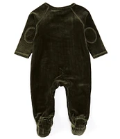 Mud Pie Baby Boys Newborn-9 Months Long Sleeve Rib Velour Footed Coverall