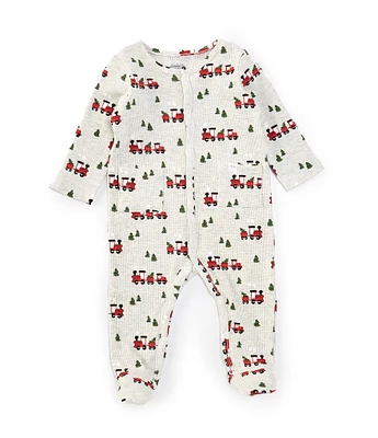 Mud Pie Baby Boys Newborn-9 Months Long-Sleeve Train-Printed Footie Coverall