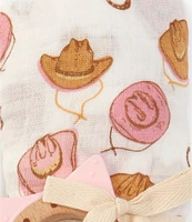 Mud Pie Baby Western Cowboy Hat Muslin Swaddle Blanket