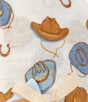 Mud Pie Baby Western Cowboy Hat Muslin Swaddle Blanket