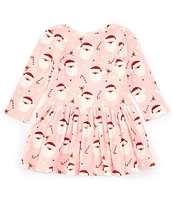 Mud Pie Baby Girls 12-18 Month Long Sleeve Santa-Printed T-Shirt Dress