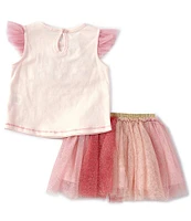 Mud Pie Baby Girls 12-18 Months Flutter-Sleeve One Birthday Tunic & Glitter Mesh Tutu Set