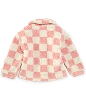 Mud Pie Baby Girls 12-18 Months Long Sleeve Checked Sherpa Jacket