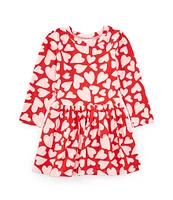 Mud Pie Baby Girls 12-18 Months Long Sleeve Heart-Printed T-Shirt Dress