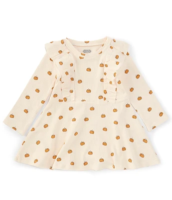 Mud Pie Baby Girls 12-18 Months Long Sleeve Pumpkin-Printed Fit & Flare Dress