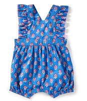Mud Pie Baby Girls 3-12 Months Flutter-Sleeve Printed Voile Romper