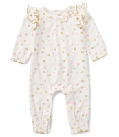 Mud Pie Baby Girls 3-12 Months Long Sleeve Dotted Coverall