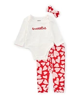 Mud Pie Baby Girls 3-12 Months Long Sleeve Sweetie Bodysuit & Printed Leggings Set