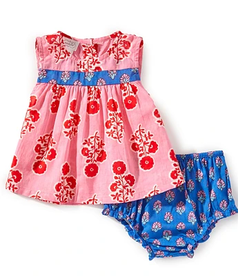 Mud Pie Baby Girls 3-12 Months Sleeveless Floral Voile Print Pinafore Dress
