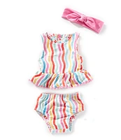 Mud Pie Baby Girls Reversible Tankini Top & Reversible Hipster Bottom Two-Piece Swimsuit