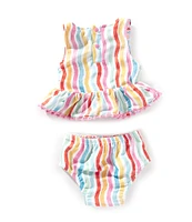 Mud Pie Baby Girls Reversible Tankini Top & Reversible Hipster Bottom Two-Piece Swimsuit