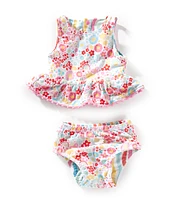 Mud Pie Baby Girls Reversible Tankini Top & Reversible Hipster Bottom Two-Piece Swimsuit