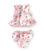Mud Pie Baby Girls Reversible Tankini Top & Reversible Hipster Bottom Two-Piece Swimsuit