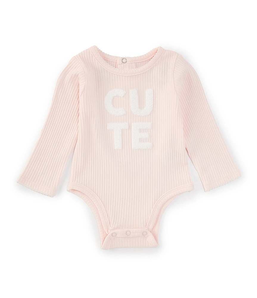 Mud Pie Baby Girls Newborn-9 Months Long-Sleeve Cute Interlock Bodysuit