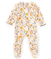 Mud Pie Baby Girls Newborn-9 Months Long-Sleeve Floral/Pumpkin-Printed Footie Coverall