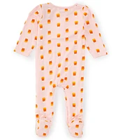 Mud Pie Baby Girls Newborn-9 Months Long Sleeve Glow-In-The-Dark Candy Corn Footed Coverall