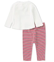 Mud Pie Baby Girls Newborn-9 Months Long Sleeve Santa Baby Kimono Top & Striped Leggings Set