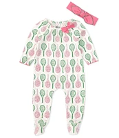 Mud Pie Baby Girls Newborn-9 Months Long Sleeve Tennis Themed Footie Coverall