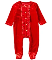 Mud Pie Baby Girls Newborn-9 Months Long Sleeve Velour Footed Coverall