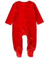 Mud Pie Baby Girls Newborn-9 Months Long Sleeve Velour Footed Coverall