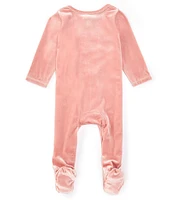 Mud Pie Baby Girls Newborn-9 Months Long Sleeve Velour Footed Coverall