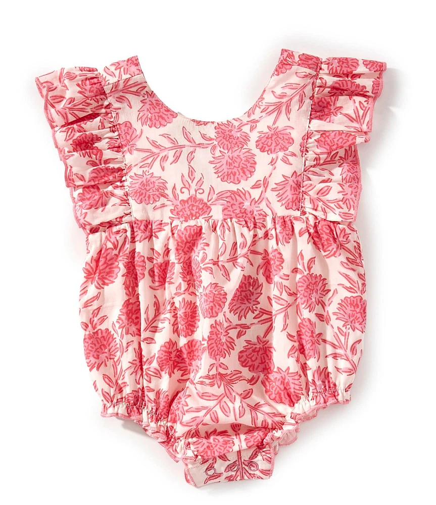 Mud Pie Baby Girls Newborn-9 Months Sleeveless Floral-Printed Voile Bodysuit