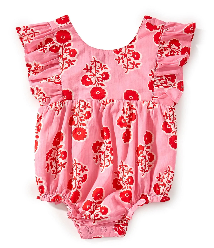 Mud Pie Baby Girls Newborn-9 Months Sleeveless Floral Voile Print Bodysuit