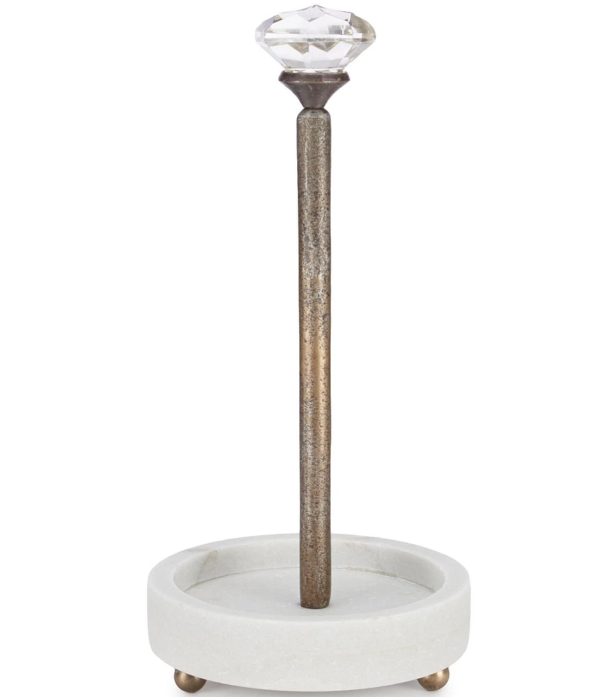 Mud Pie Brass Marble Base Door Knob Paper Towel Holder