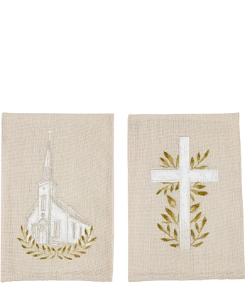 Mud Pie Church Painted Cotton Towel Set