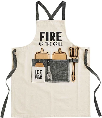 Mud Pie Circa Collection #double;Fire Up The Grill#double; Apron with Removable Bottle Opener