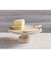 Mud Pie Classic Beaded Wood Cake Stand with Server