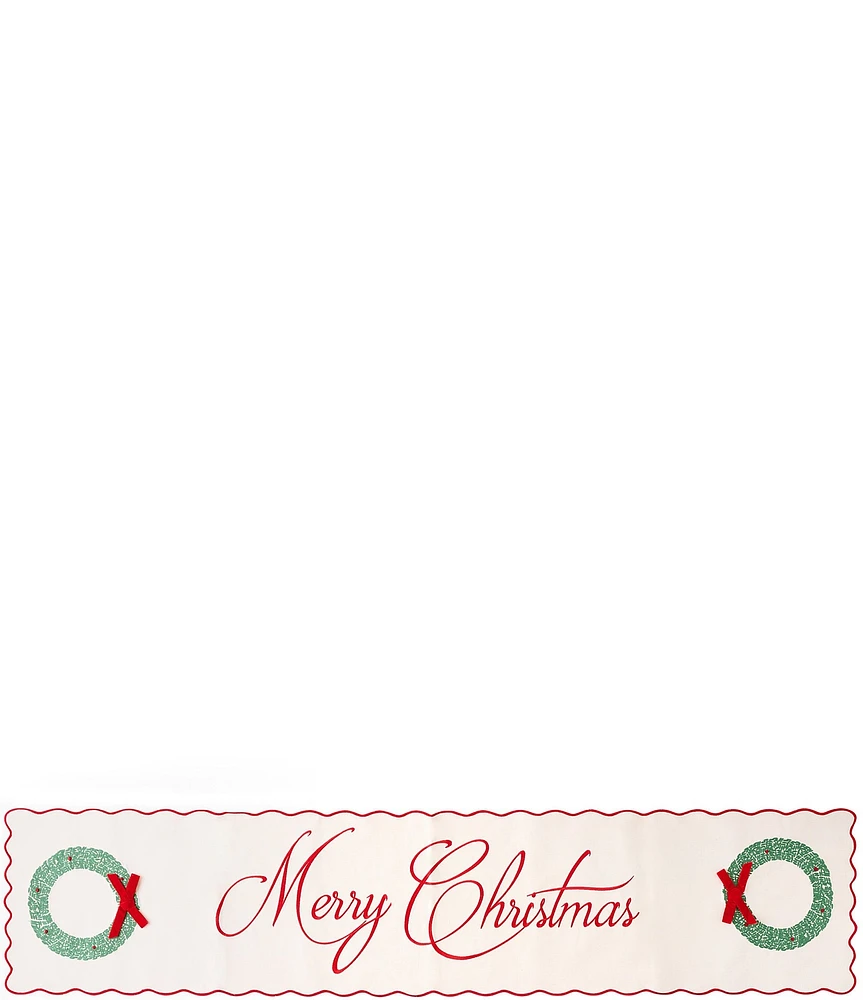 Mud Pie Classic Christmas Collection #double;Merry Christmas#double; Wreath Runner, 72#double;