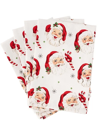 Mud Pie Classic Christmas Collection Vintage Santa Cloth Napkins, Set of 4