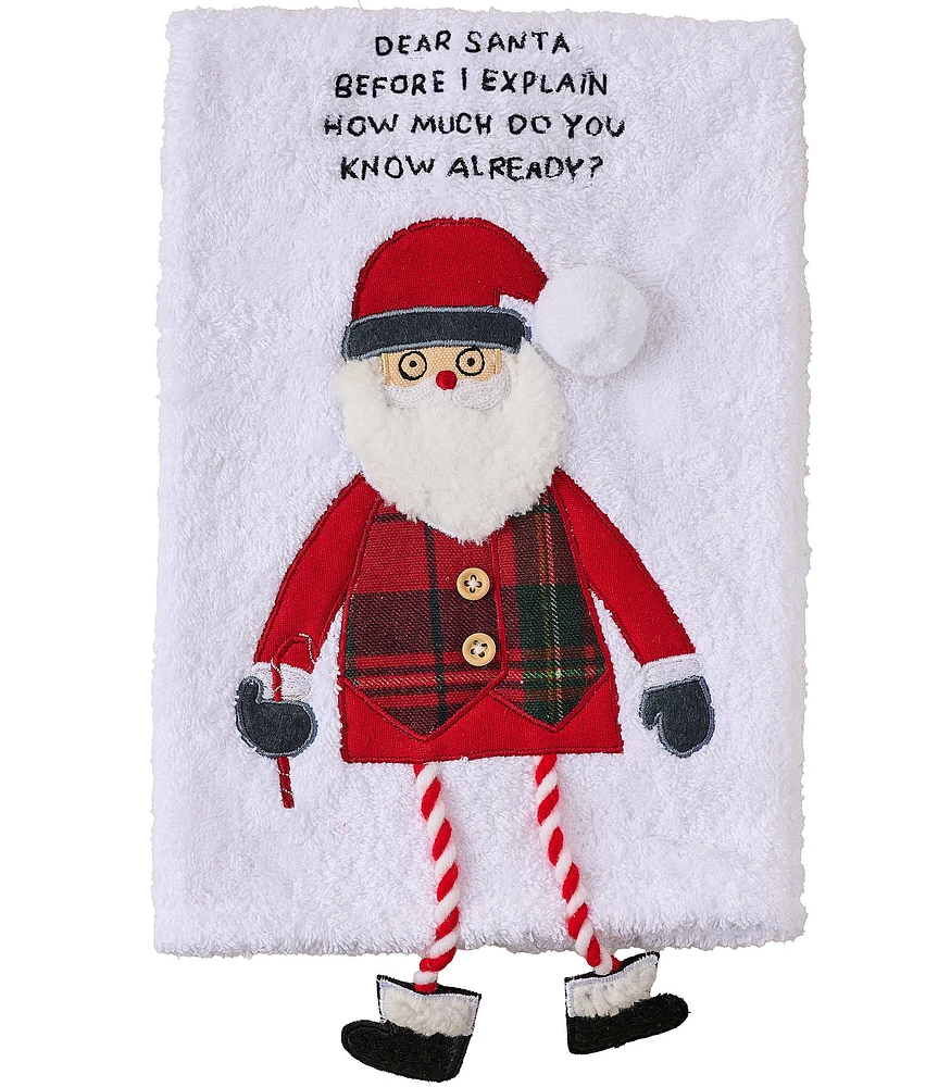 Mud Pie Dear Santa Dangle Leg Decorative Terry Hand Towel